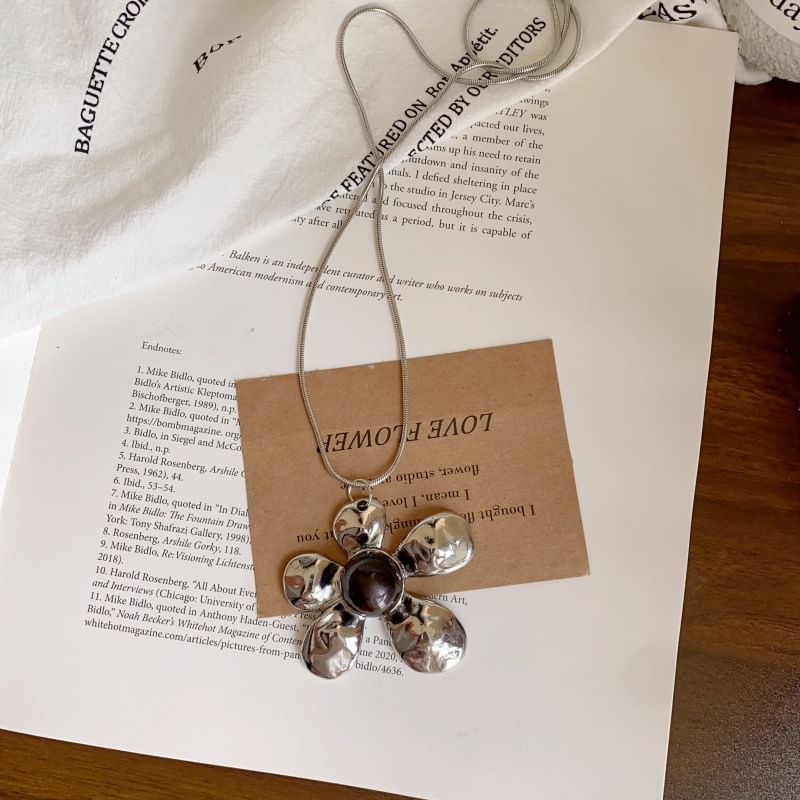 Chain Necklace Flower Statement Snake Pendant