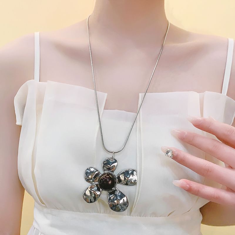 Chain Necklace Flower Statement Snake Pendant