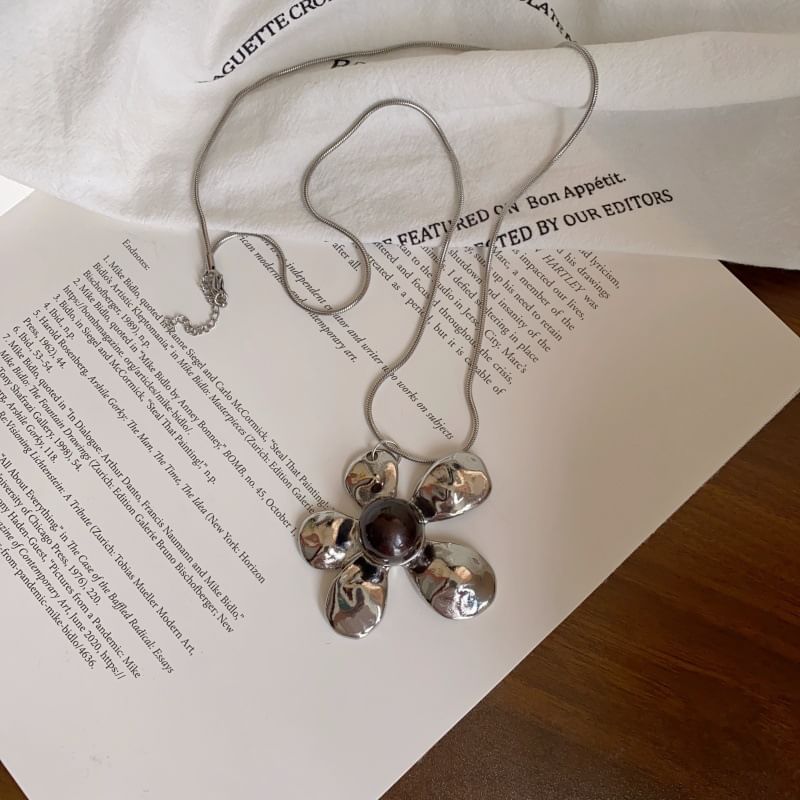 Chain Necklace Flower Statement Snake Pendant