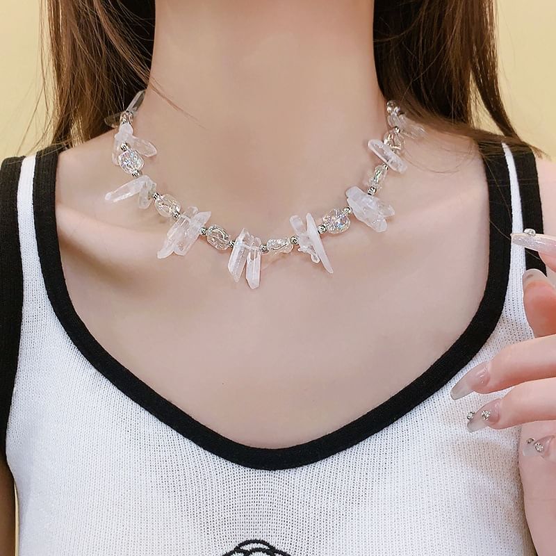 Crystal Bead Necklace Faux