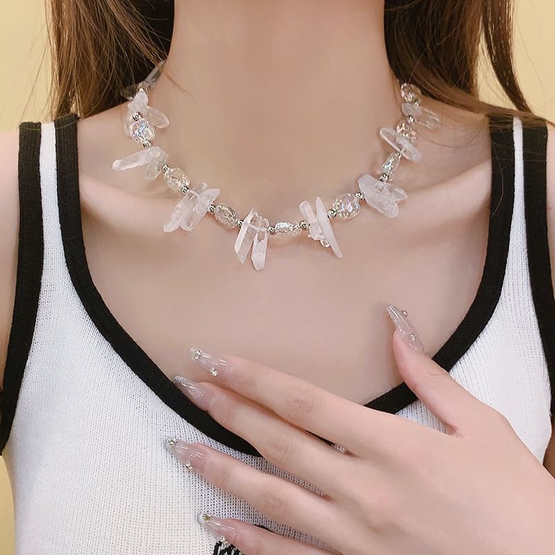 Crystal Bead Necklace Faux