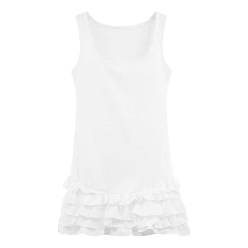 Mini Plain Dress Sleeveless Tiered