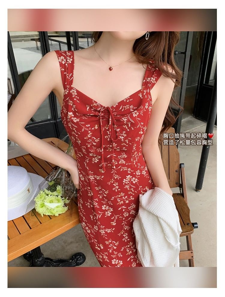 Dress Maxi Sleeveless Sheath V-Neck Print Floral