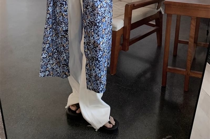 Dress Midi Floral Sleeveless A-Line V-Neck Print