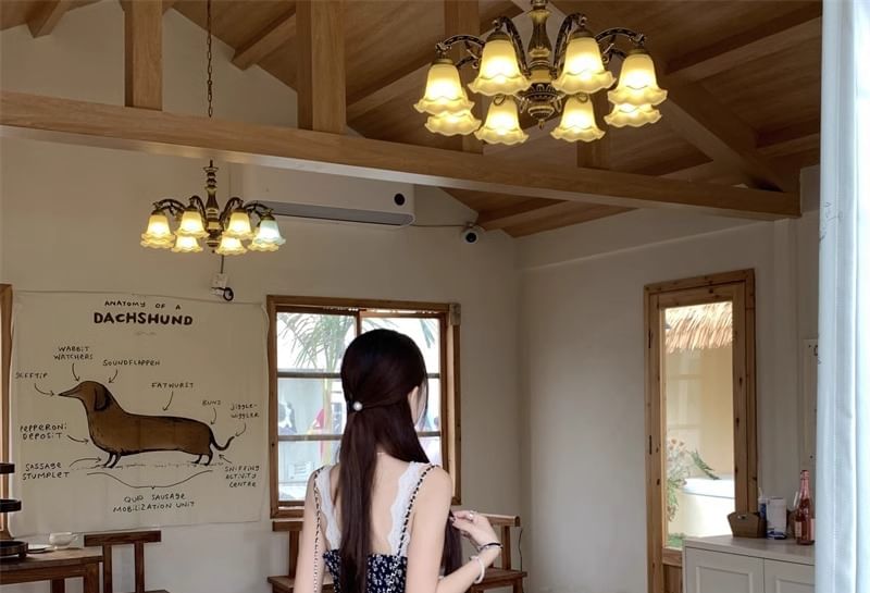 Dress Floral Maxi Print A-Line V-Neck Cardigan Sleeveless /