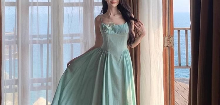 Accent Dress Spaghetti Maxi A-Line Strap Floral