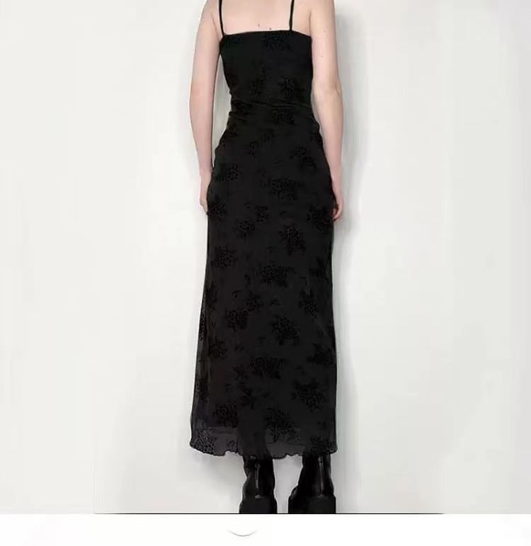 Dress Spaghetti A-Line Lace Maxi Strap