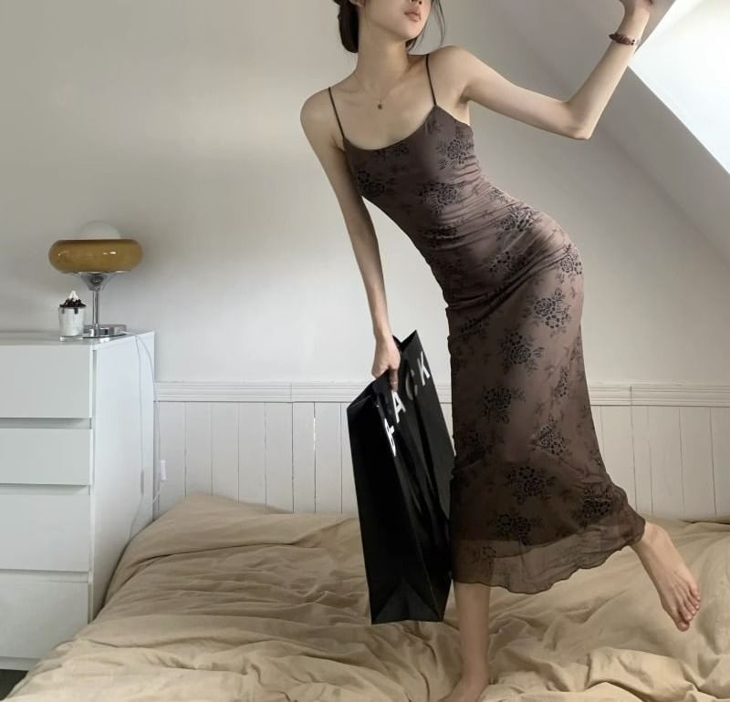 Dress Spaghetti A-Line Lace Maxi Strap