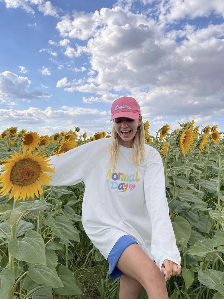 T-Shirt Crew Long-Sleeve Print Lettering Neck