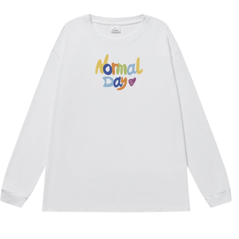 T-Shirt Crew Long-Sleeve Print Lettering Neck