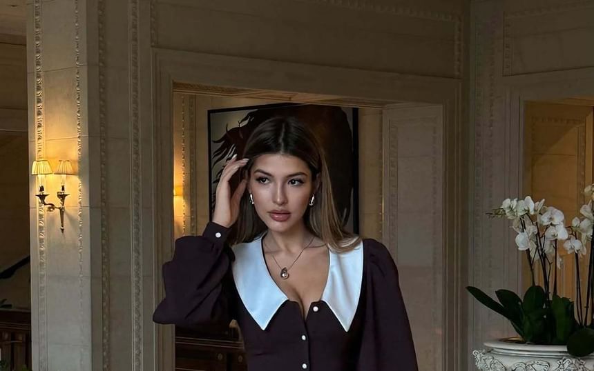 Dress Button-Up Ruffle Hem Collar Long-Sleeve A-Line Contrast Mini