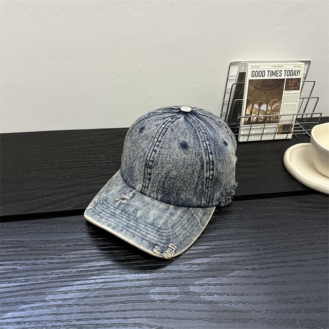 Cap Denim Baseball Distressed