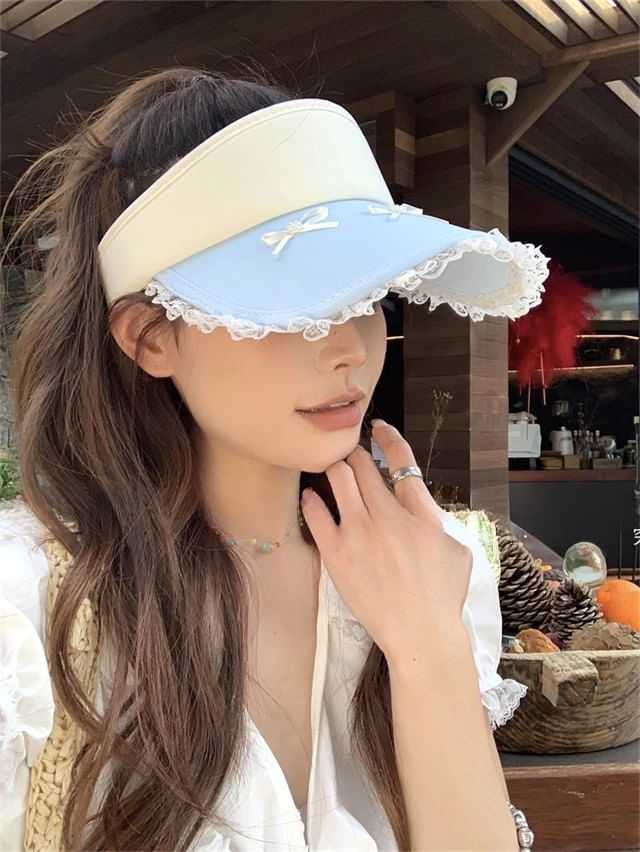 Lace Visor Sun Trim Bow