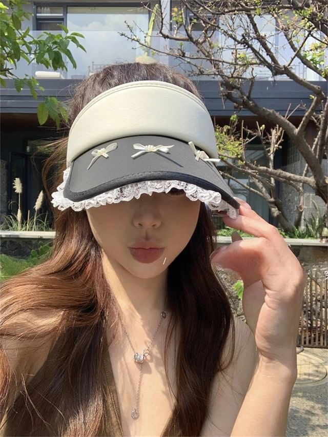 Lace Visor Sun Trim Bow