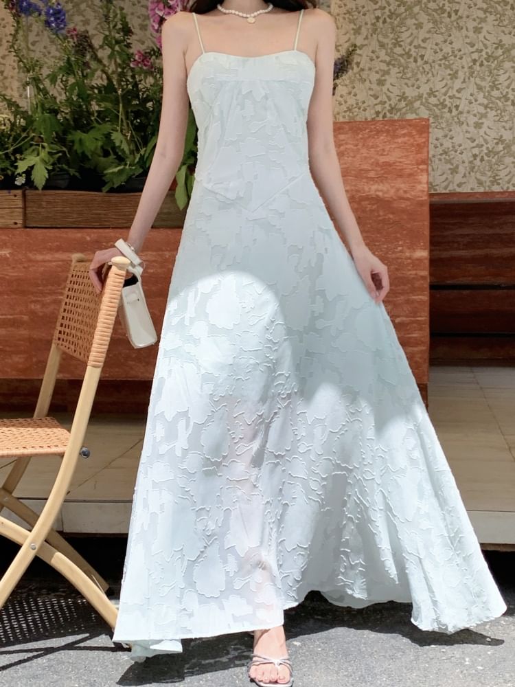 Spaghetti Strap Lace Maxi A-Line Dress