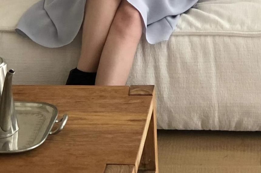 Spaghetti Strap V-Neck Plain Mini A-Line Dress
