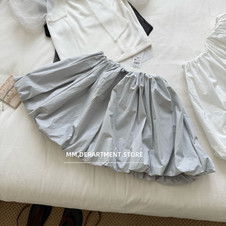 Plain Rise High A-Line Skirt Mini