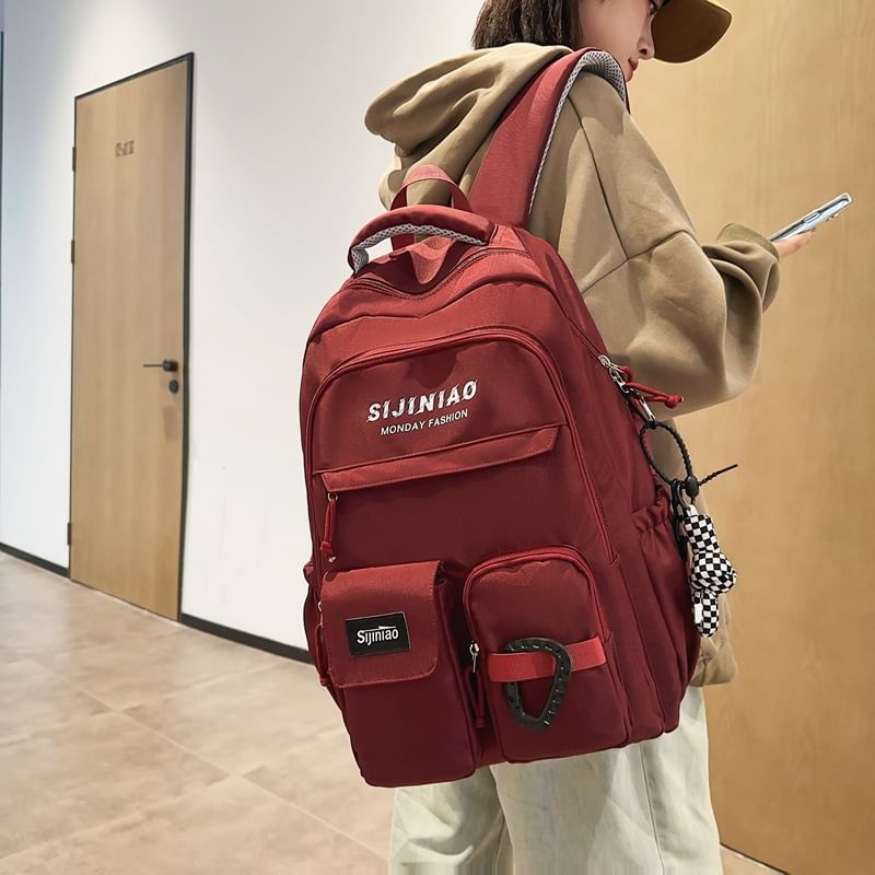 / Charm Bag Lettering Twisted Backpack Set