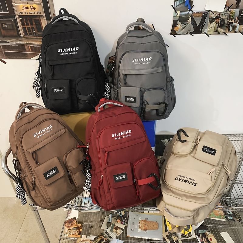 / Charm Bag Lettering Twisted Backpack Set