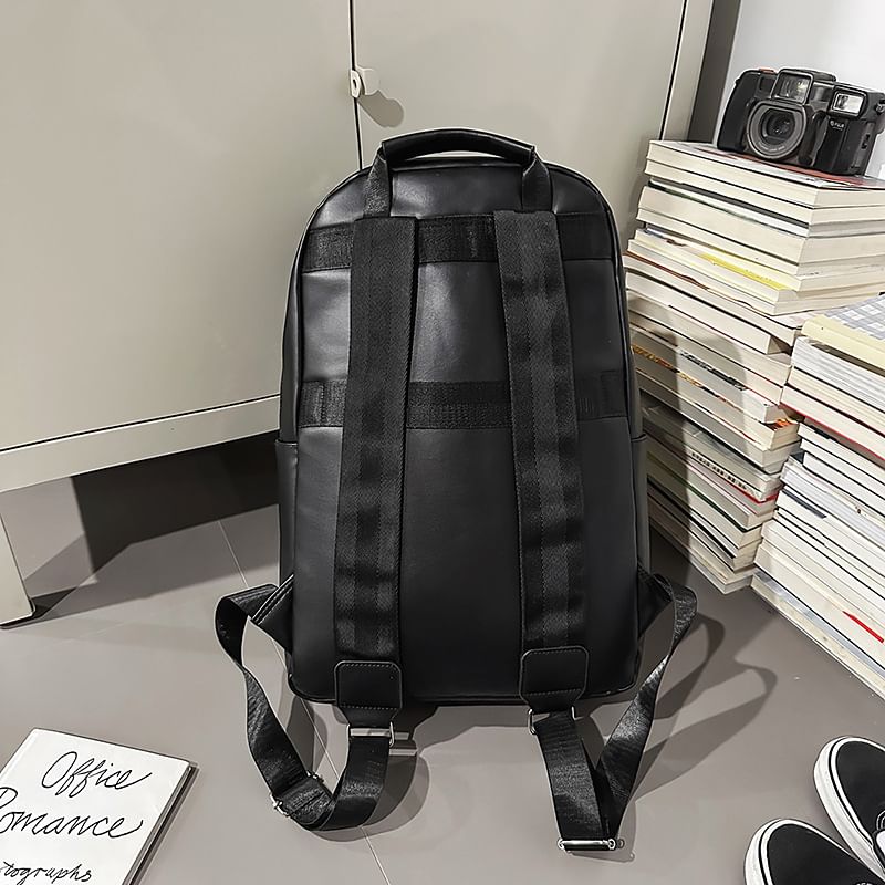 Lettering Leather Faux Backpack