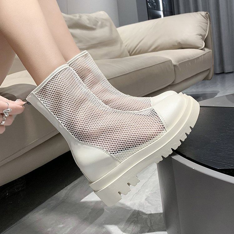 Plain Platform Short Mesh Boots