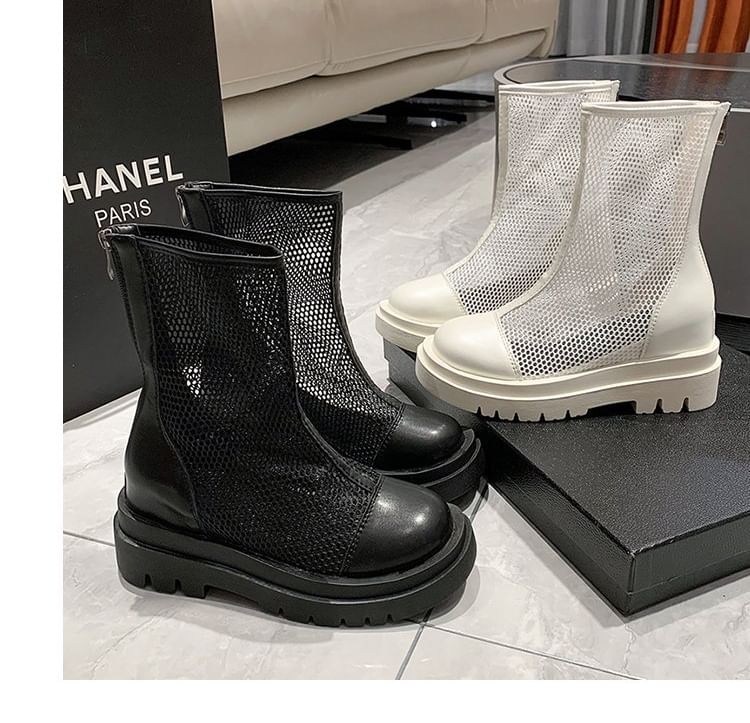 Plain Platform Short Mesh Boots