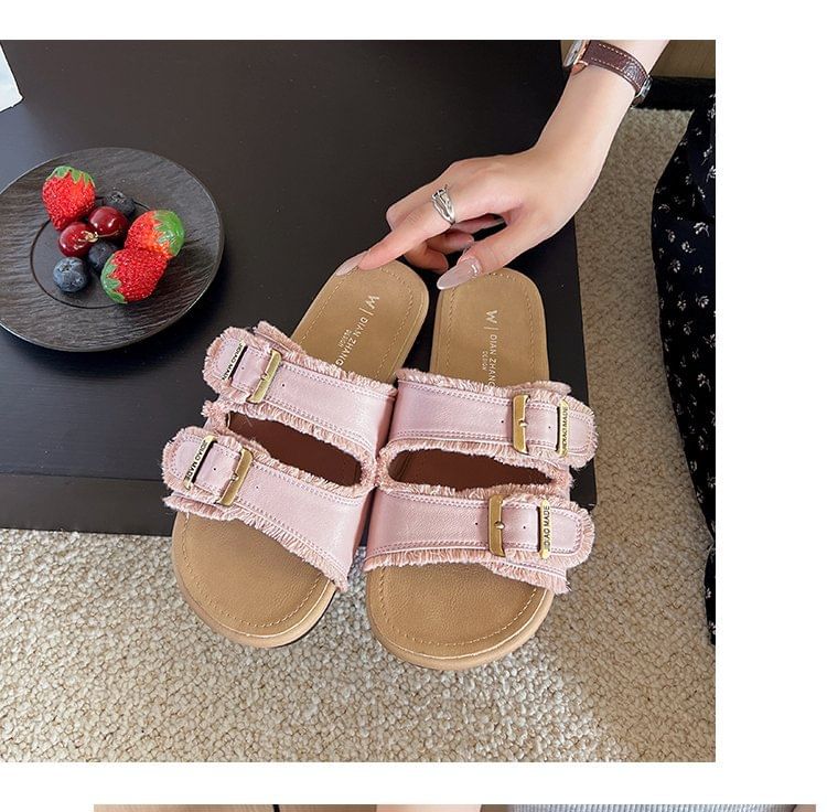 Plain Sandals Buckled Slide