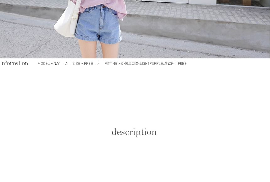 Button-Up Plain V-Neck Shirt