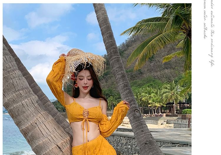 Cold-Shoulder Cutout Lace-Up Crop Top & Slit High-Waist Maxi Skirt Set