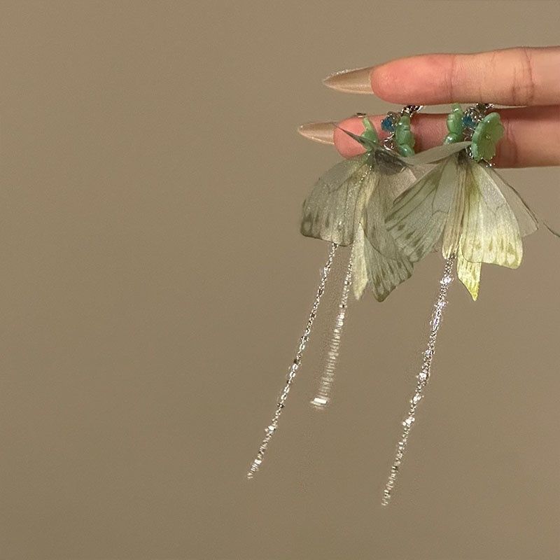 Flower Drop Butterfly Earring Fringed