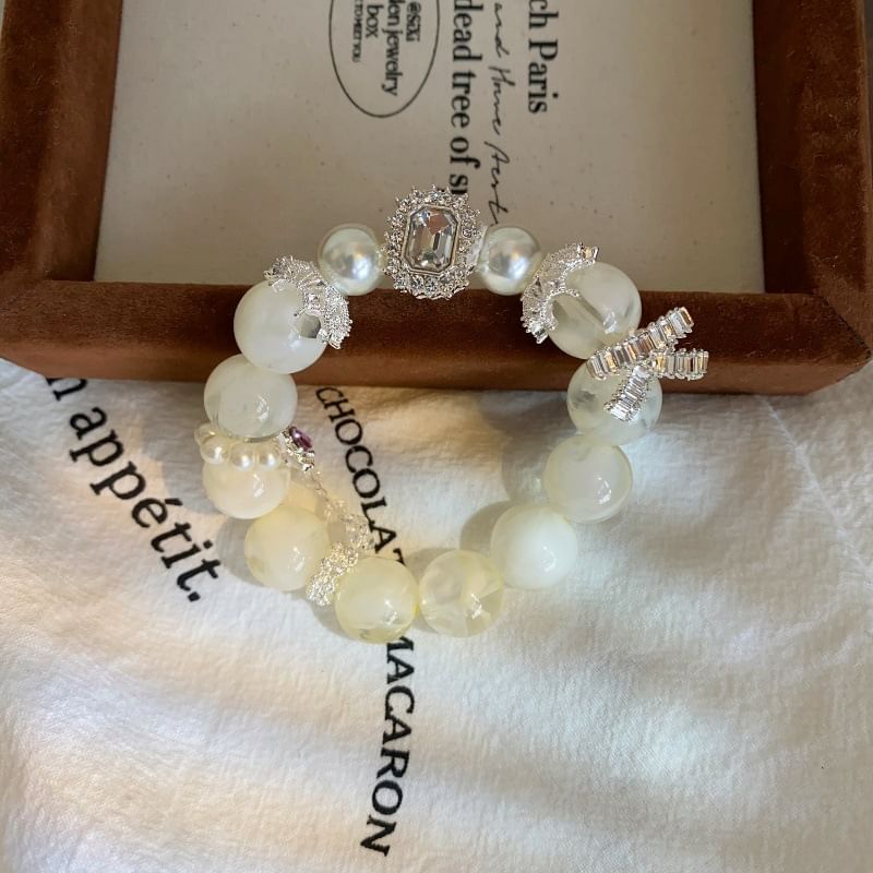 Bracelet Rhinestone Faux Beaded Pearl