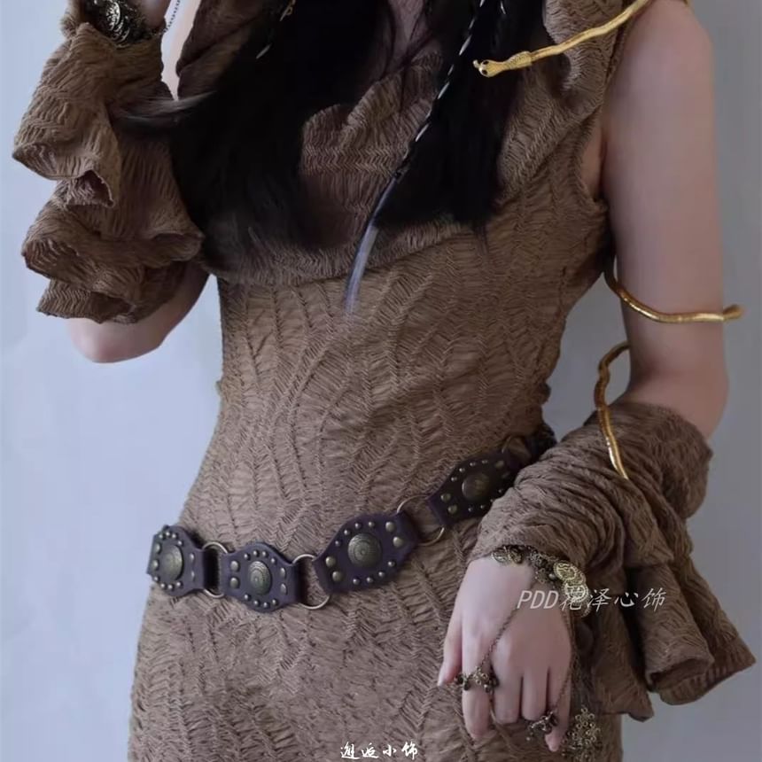 Faux Belt Leather Studded