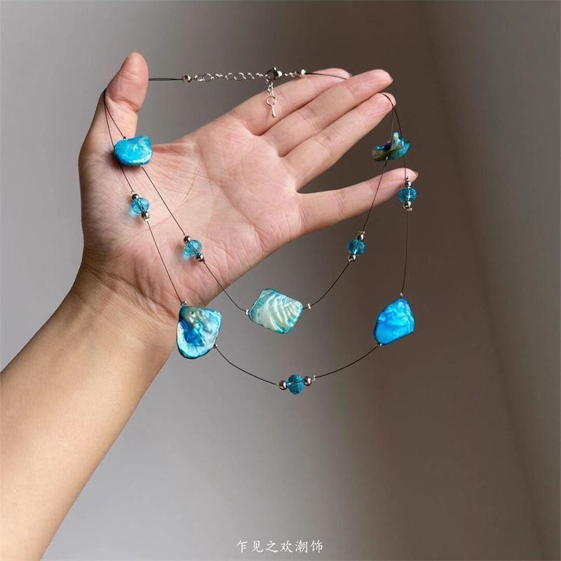 Necklace Layered Irregular Beaded Gemstone