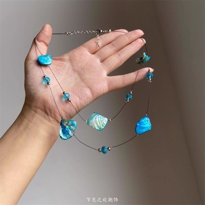 Necklace Layered Irregular Beaded Gemstone