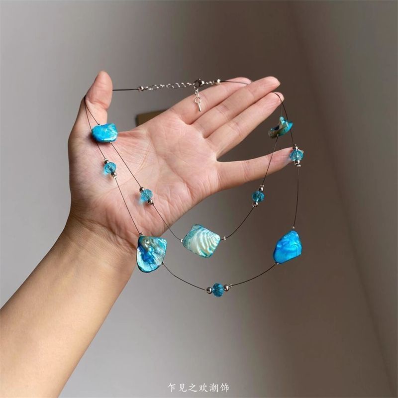 Necklace Layered Irregular Beaded Gemstone