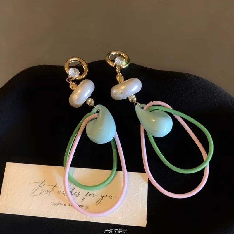 Earring Pearl Faux Rhinestone Drop