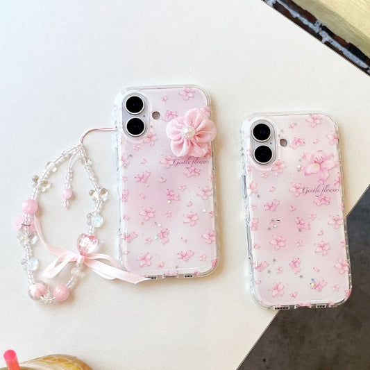 Floral Phone Case / 3D Flower Adhesive Decoration / Strap / Set