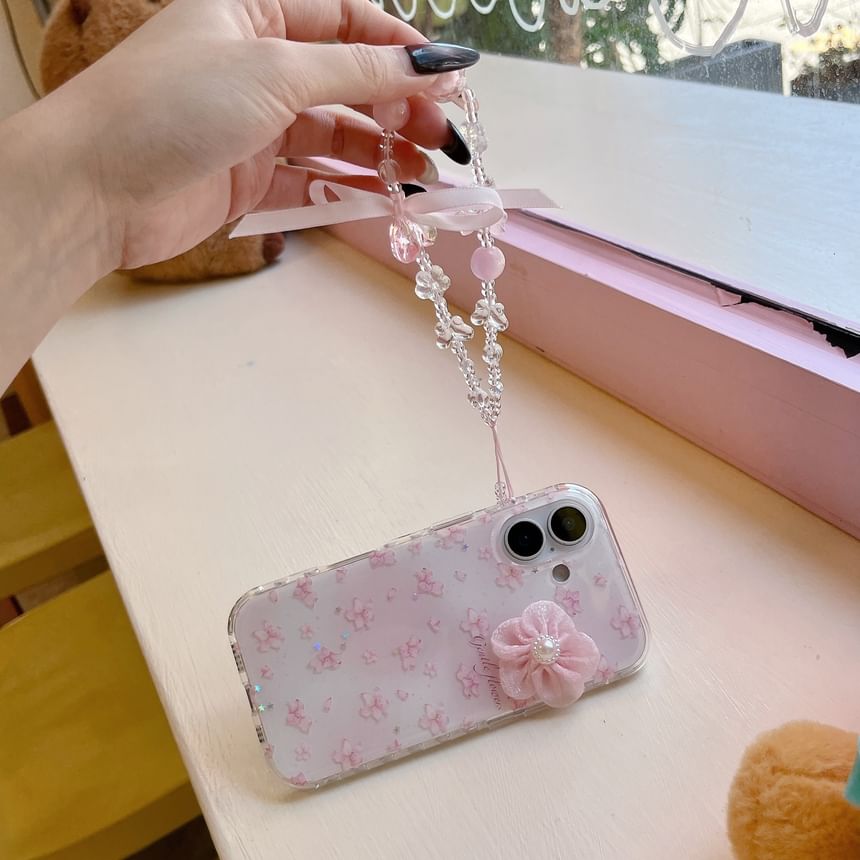 Floral Phone Case / 3D Flower Adhesive Decoration / Strap / Set