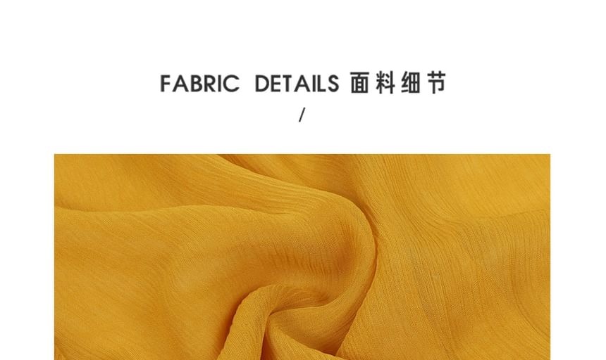 Sheer Plain Ruffled-Collar Short-Sleeved Blouse