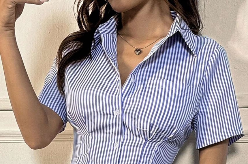 Checked Slim-Fit Short-Sleeved Shirt