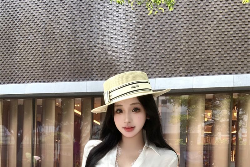 Plain Long-Sleeved Mock Two-Piece Cropped Shirt
