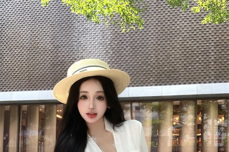 Plain Long-Sleeved Mock Two-Piece Cropped Shirt