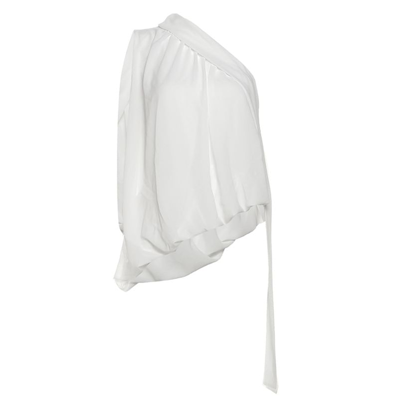 Plain One-Shoulder Relaxed-Fit Tank Top