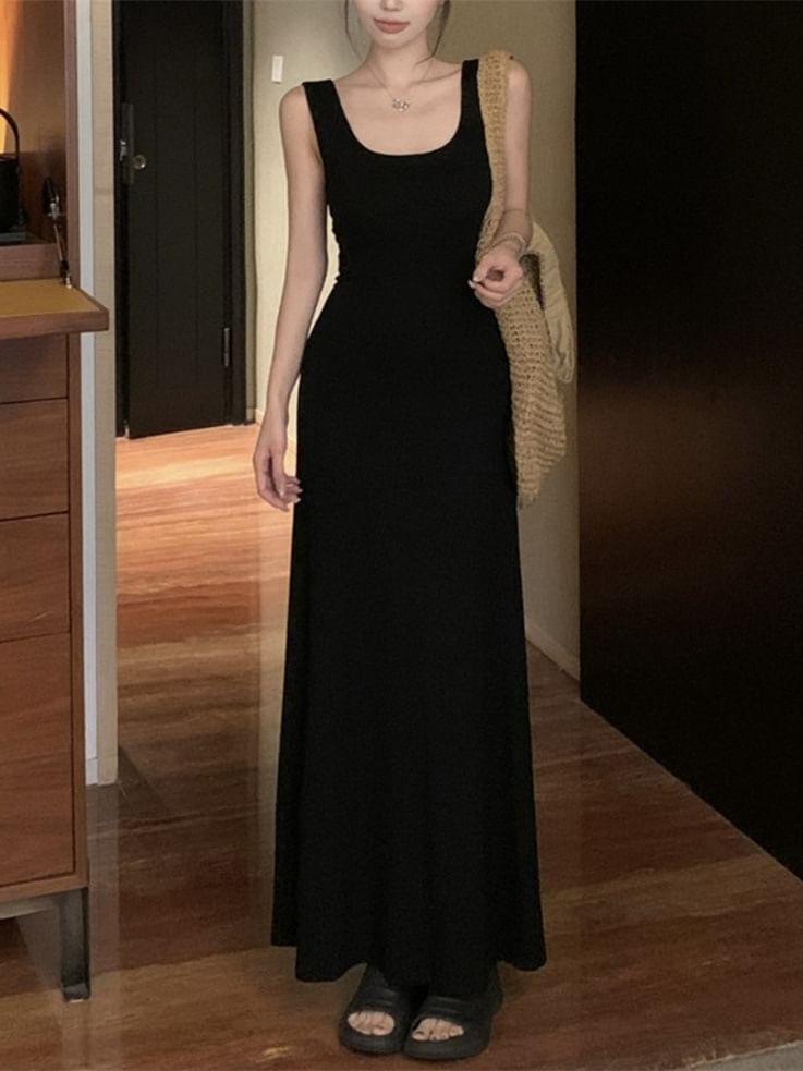 Maxi Sleeveless Bowknot Backless Neckline Dress