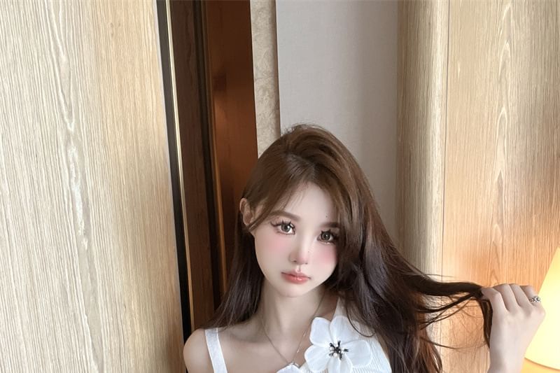 Tank Top Asymmetrical Floral Crop