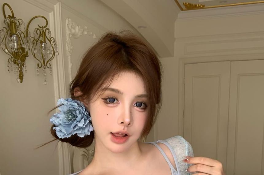 + Square Top Camisole Short-Sleeve Set: Neck