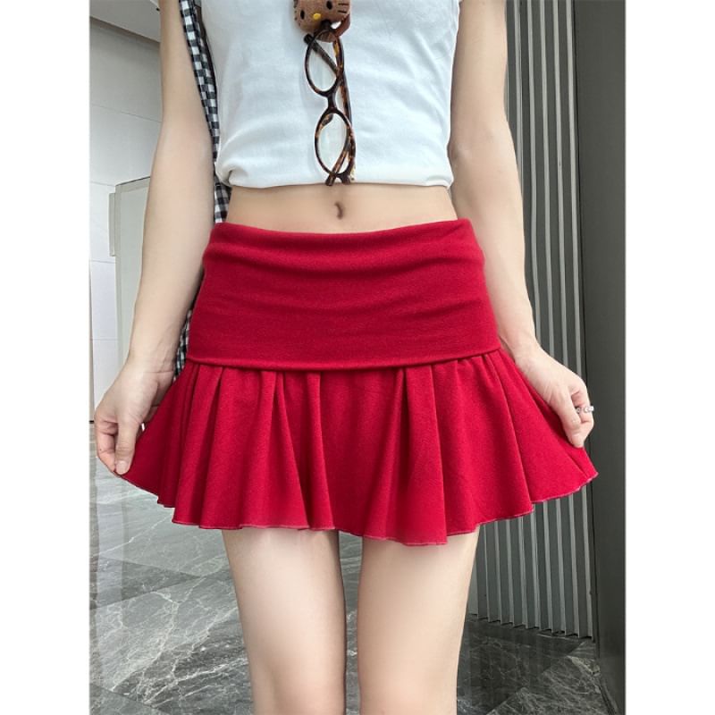 Skirt Low Mini Plain Rise
