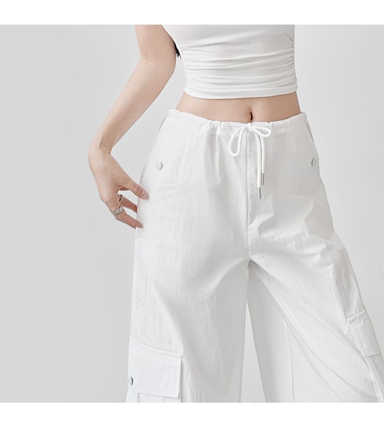 Low Waist Plain Wide Leg Cargo Pants (Various Designs)