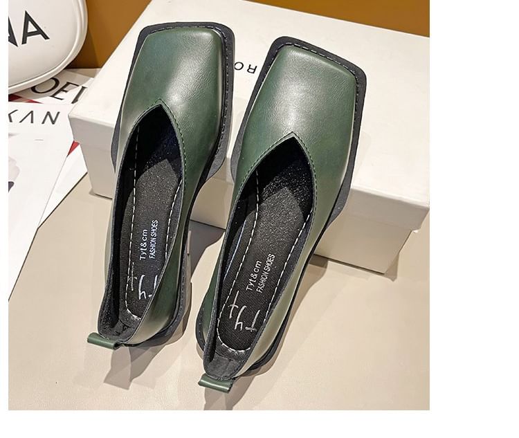 Toe Faux Flats Leather Square