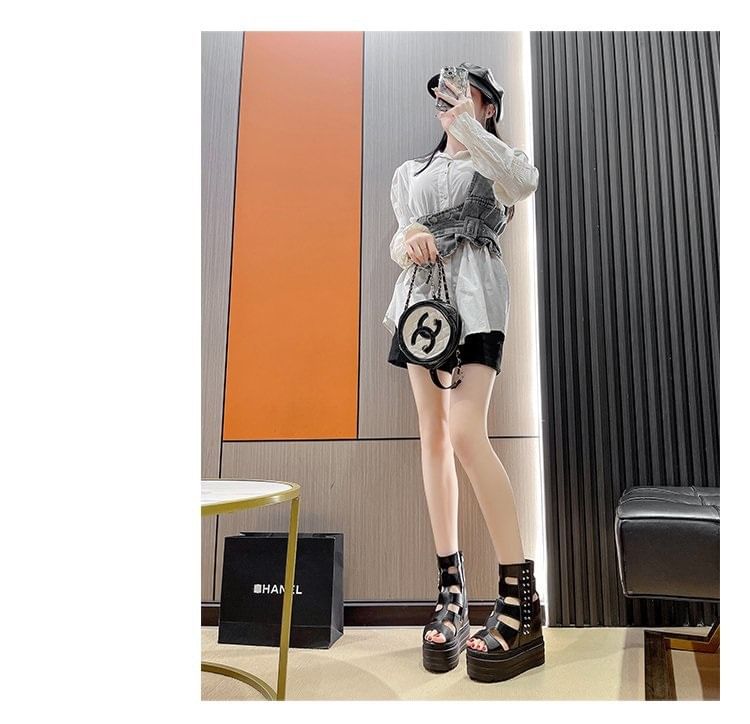 Platform Gladiator Studded Sandals